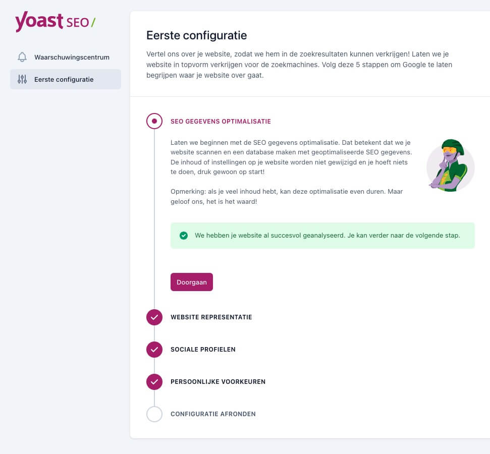 Eerste configuratie van Yoast SEO