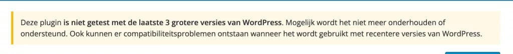 Waarschuwing op WordPress.org voor een plugin die al lang niet meer is bijgewerkt